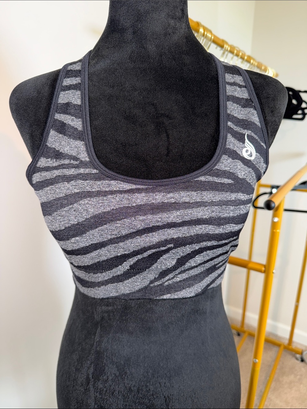 Ryderwear Gray and Black Zebra-Print Sports Bra